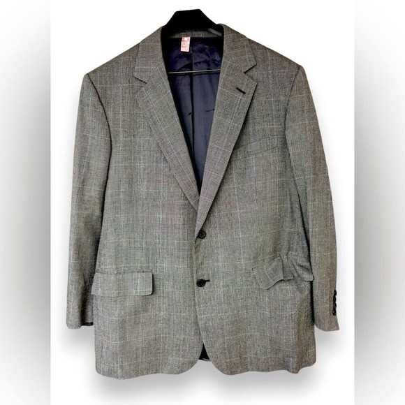 Brooks Brothers 45R 100% wool men's Golden Fleece gray checkered sportscoat EUC - Picture 1 of 12